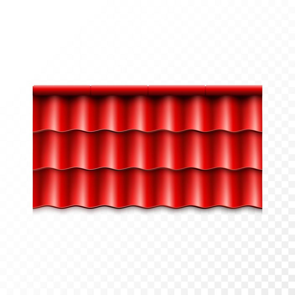 Modern roof coverings. Red corrugated roof tile. Vector illustration