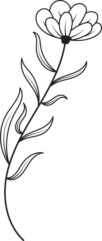 Hand drawn curly grass and flowers vector