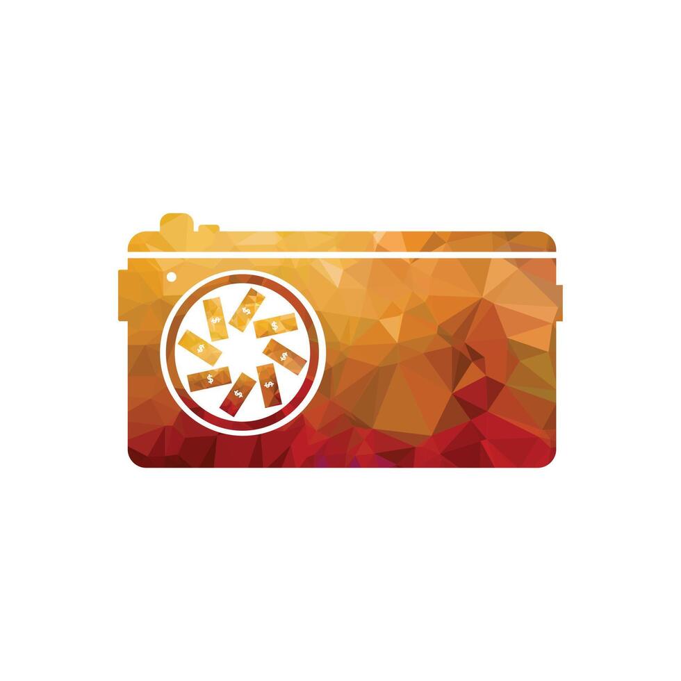 Camera earning Concept dollar  icon. Flat color design. Vector illustration. Eps 10.