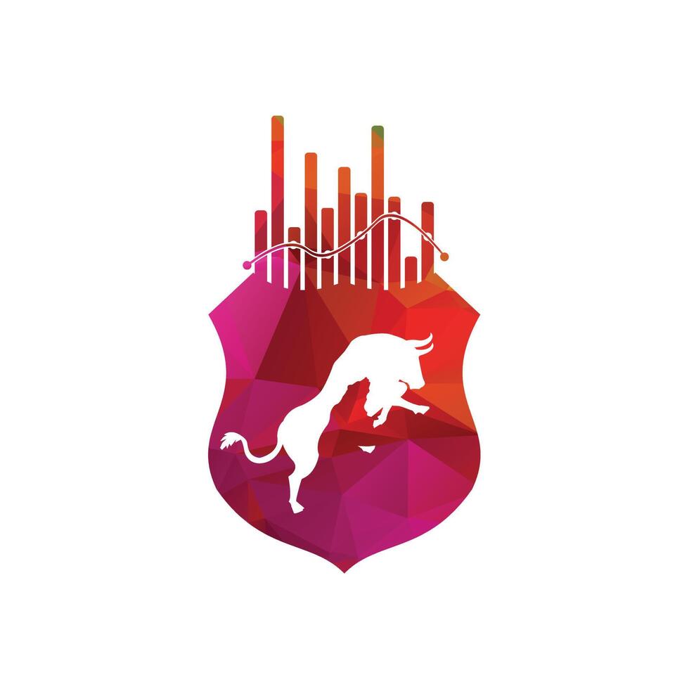 Bull and bear chart logo design. Bull and bear chart vector logo design template.