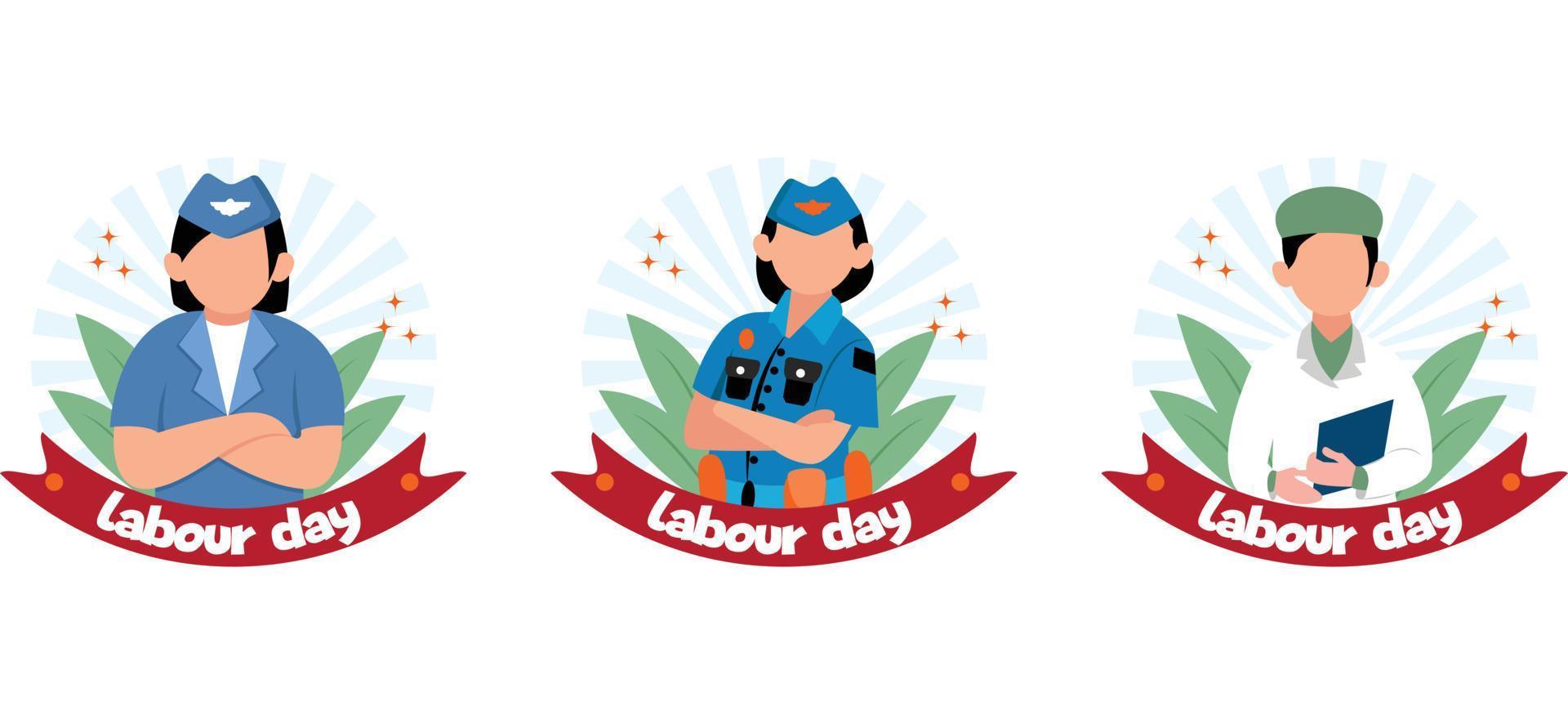 Labour Day Flat Bundle Design Illustration vector