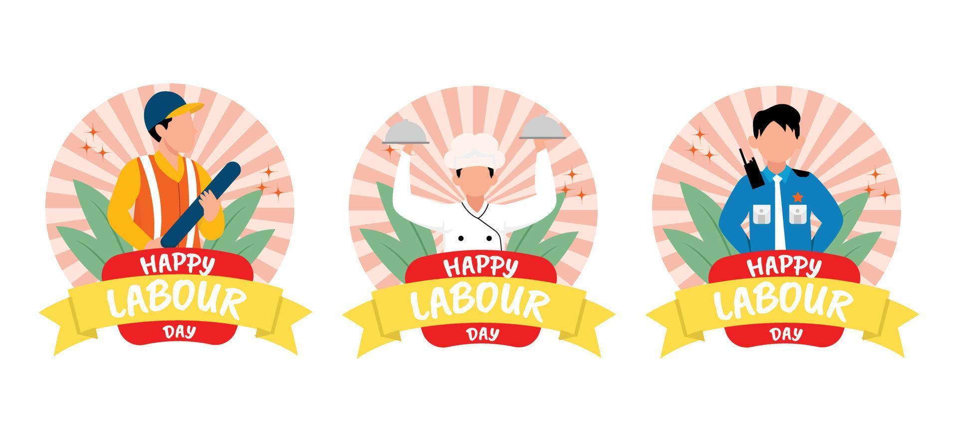 Labour Day Flat Bundle Design Illustration vector