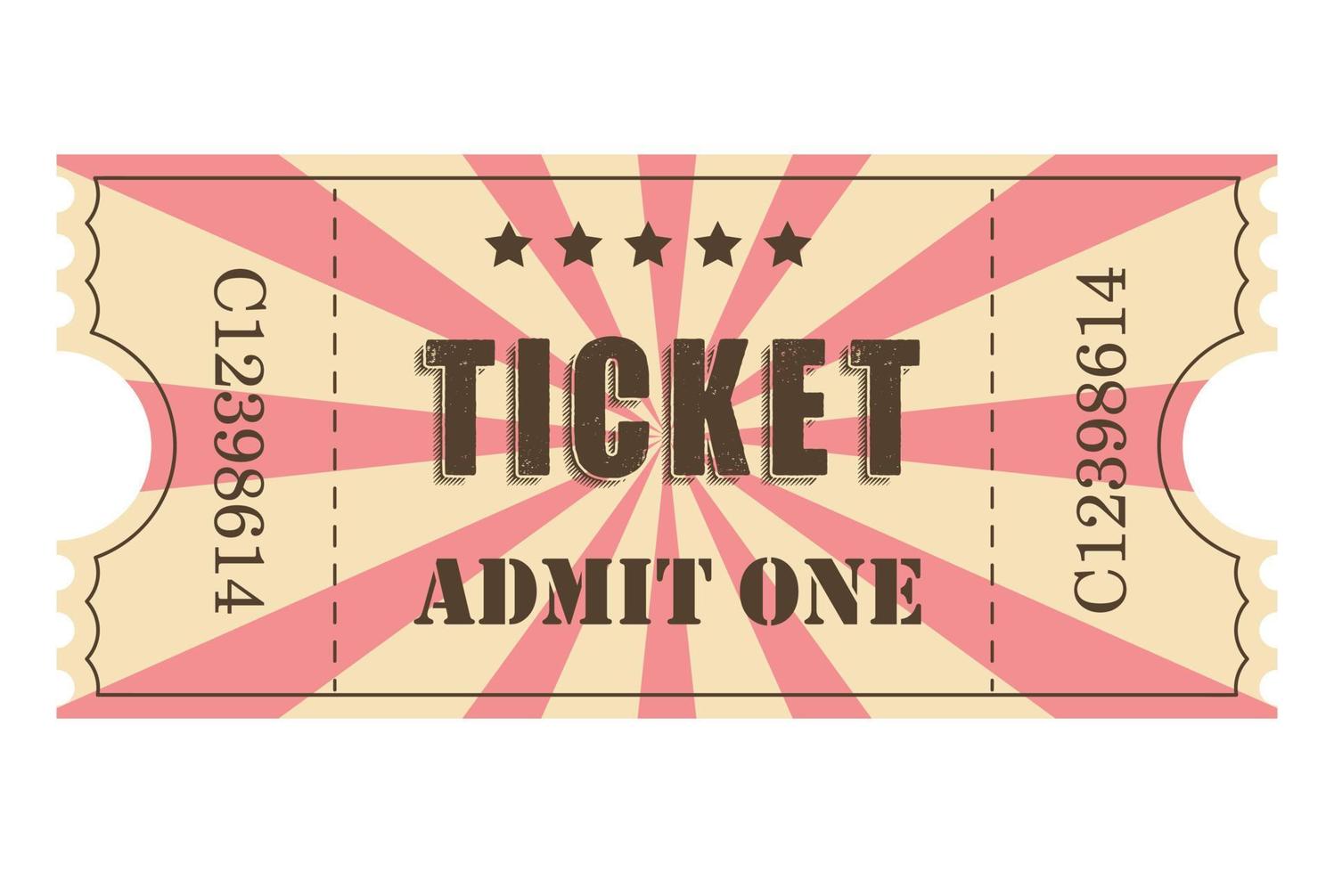 Classic retro ticket for cinema, circus, movie, theatre, cruise, concert and other events. Old vintage style in pastel colors. vector