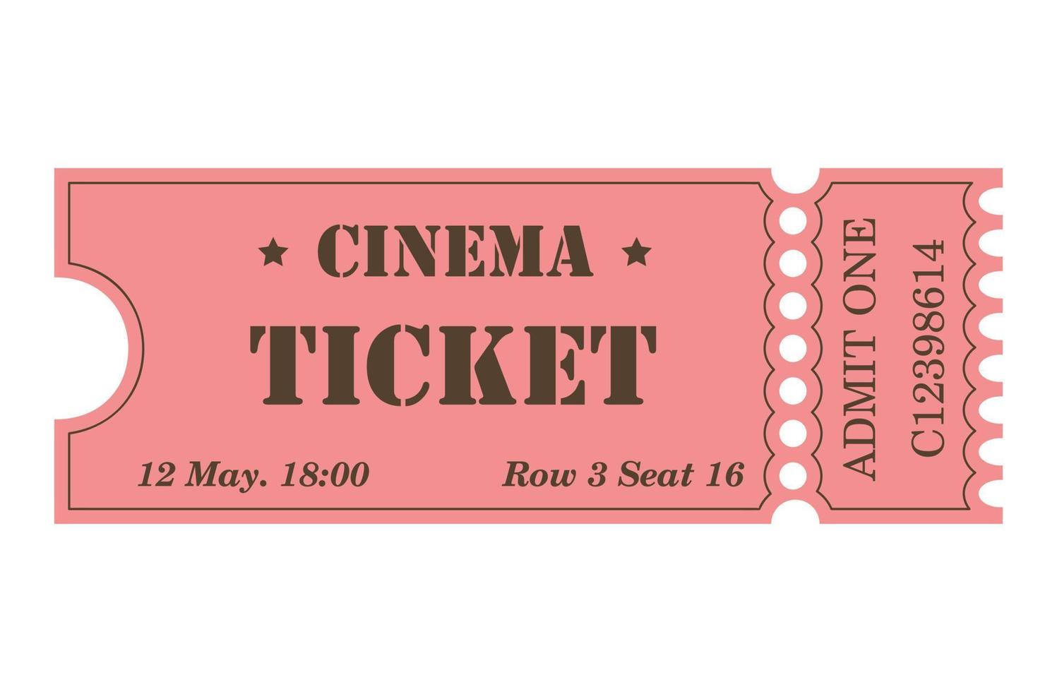 Classic retro ticket for cinema, circus, movie, theatre, cruise, concert and other events. Old vintage style in pastel colors. vector