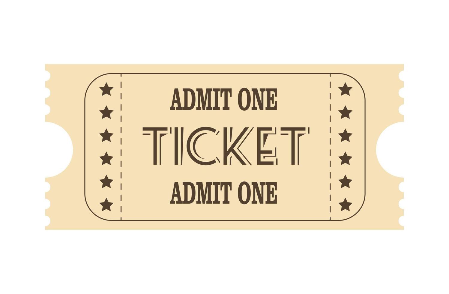 Classic retro ticket for cinema, circus, movie, theatre, cruise, concert and other events. Old vintage style in pastel colors. vector