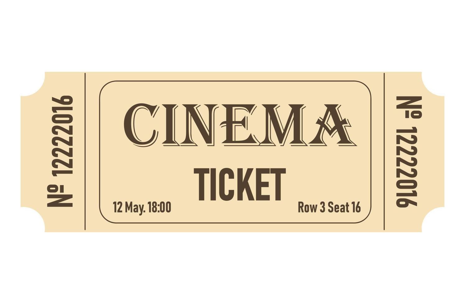 Classic retro ticket for cinema, circus, movie, theatre, cruise, concert and other events. Old vintage style in pastel colors. vector