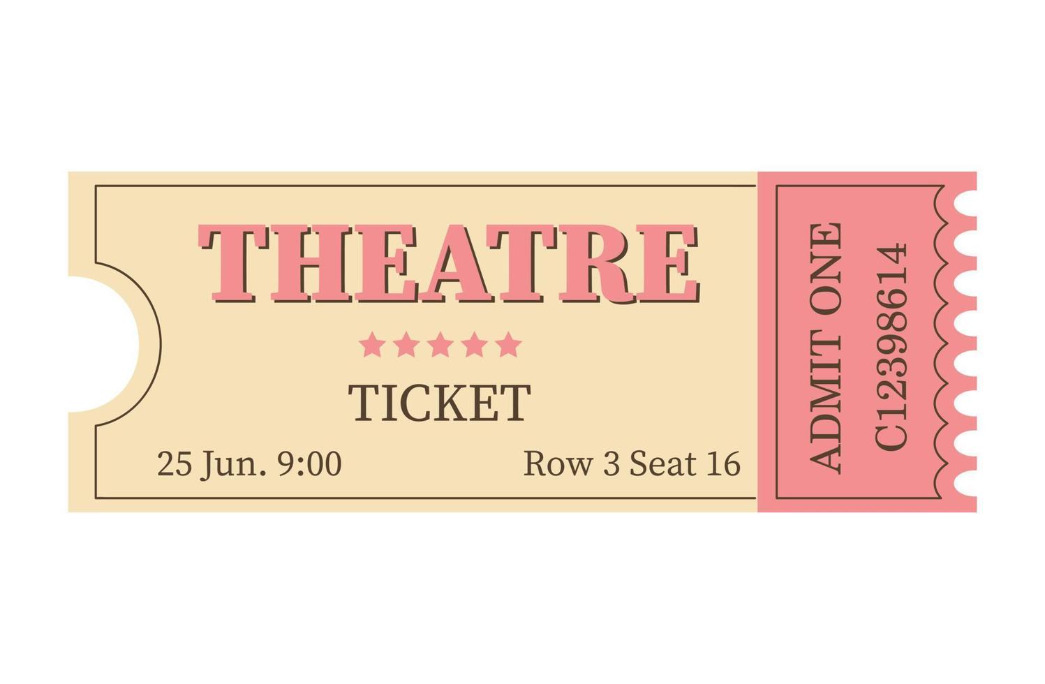 Classic retro ticket for cinema, circus, movie, theatre, cruise
