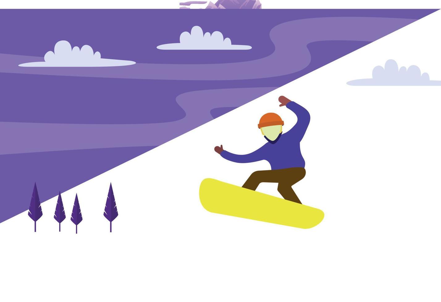 The boy is snowboarding. vector