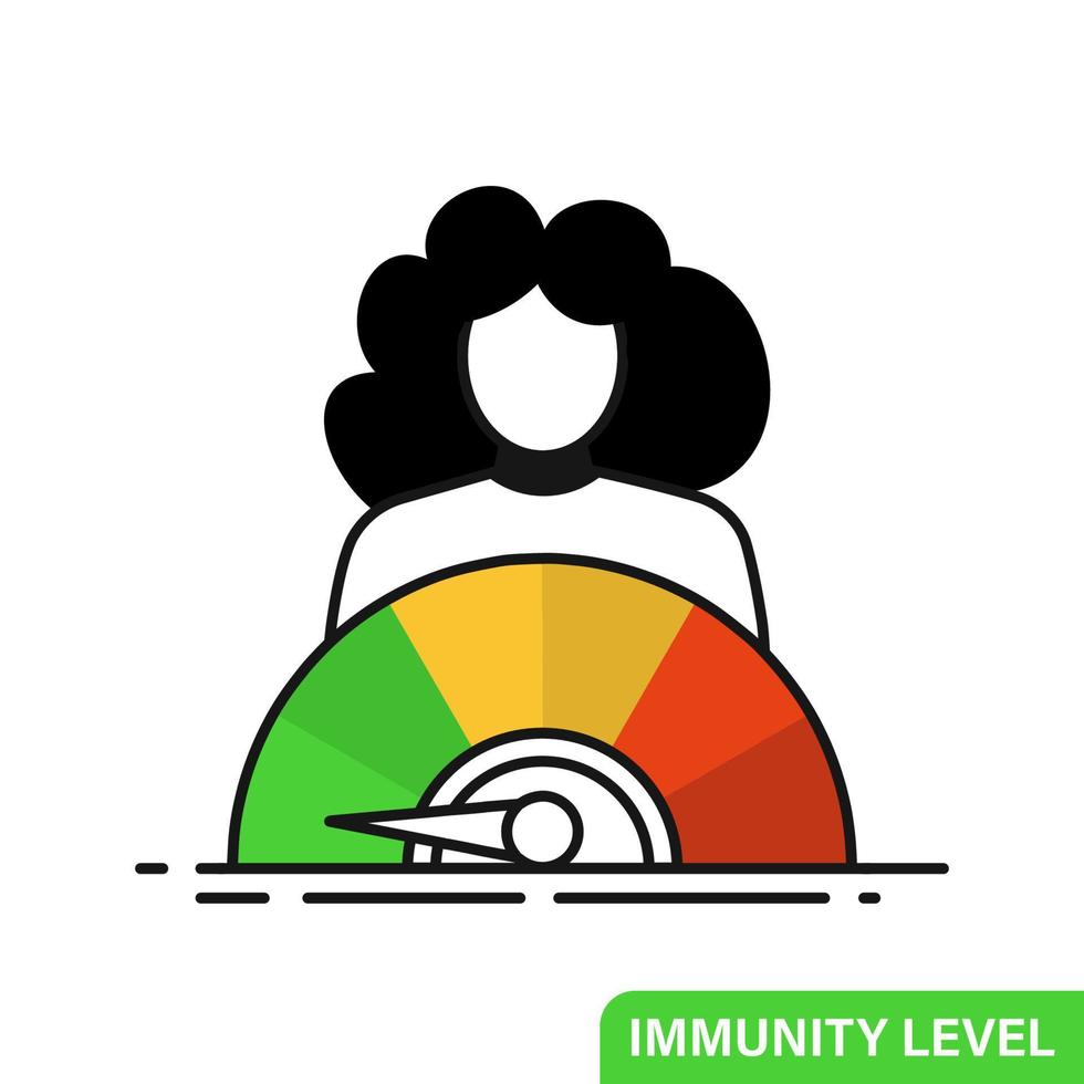 Immunity icon on speedometer. High Immunity meter. Immunity level meter. Increase. Pacient ommunity rate vector