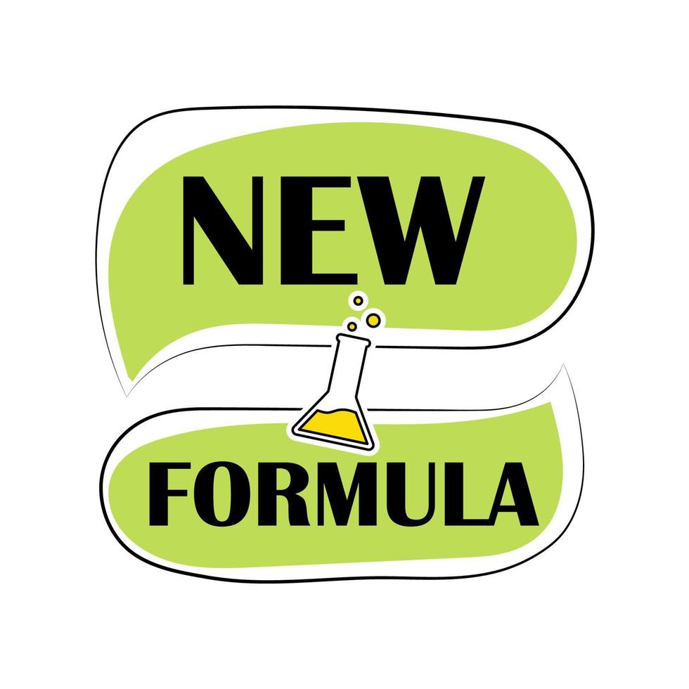 New formula icon with laboratory flask. A new invention. Innovations and fresh ideas vector