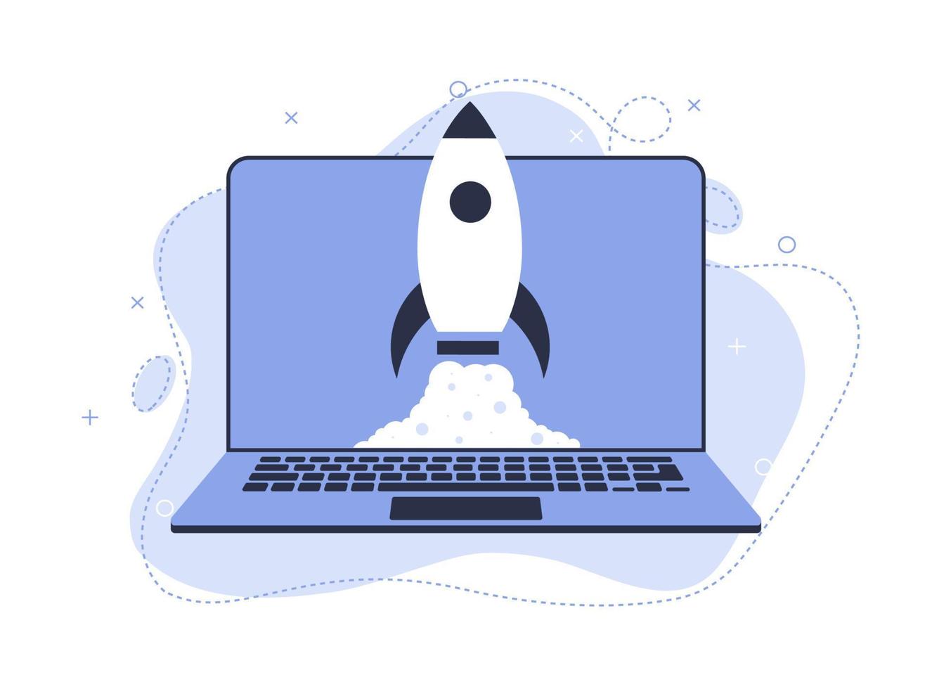 Business startup banner template with fly rocket vector