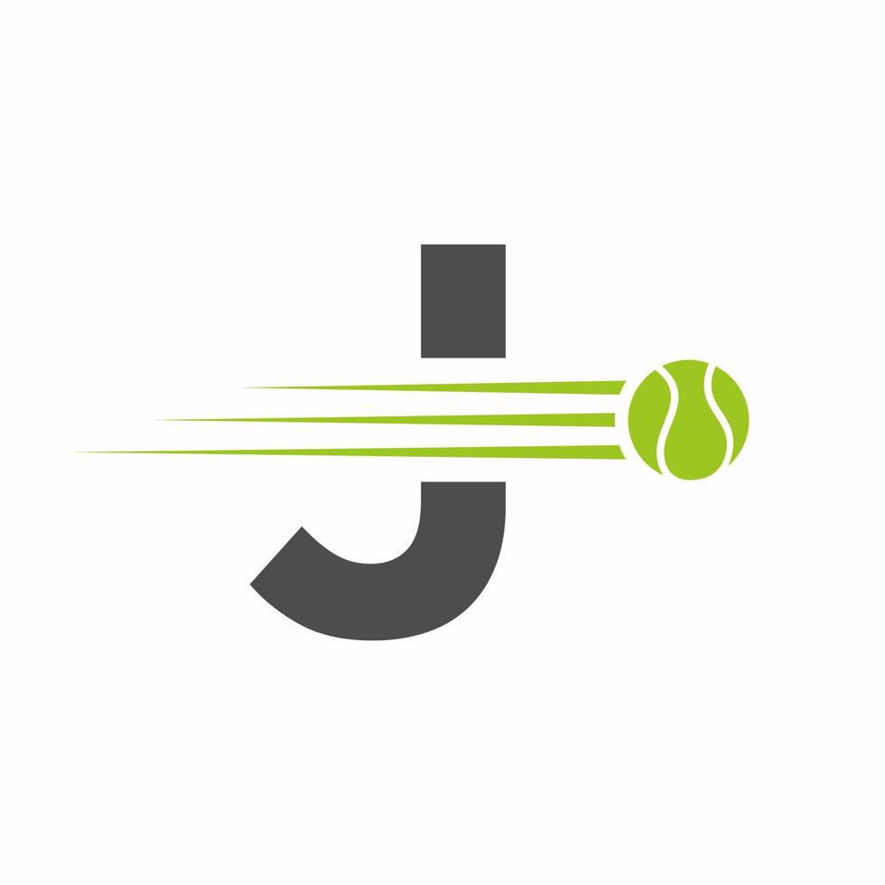 Initial Letter J Tennis Logo. Tennis Sports Logotype Symbol Template vector