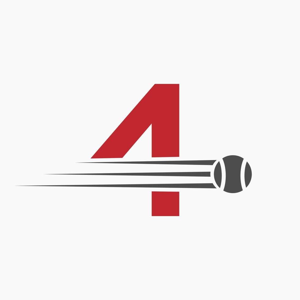 inicial letra 4 4 tenis logo. tenis Deportes logotipo símbolo modelo vector