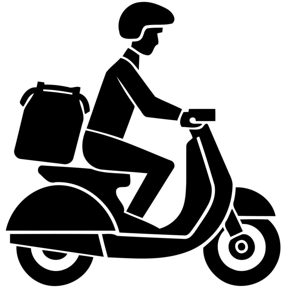 man driving delivery motorcycle vector