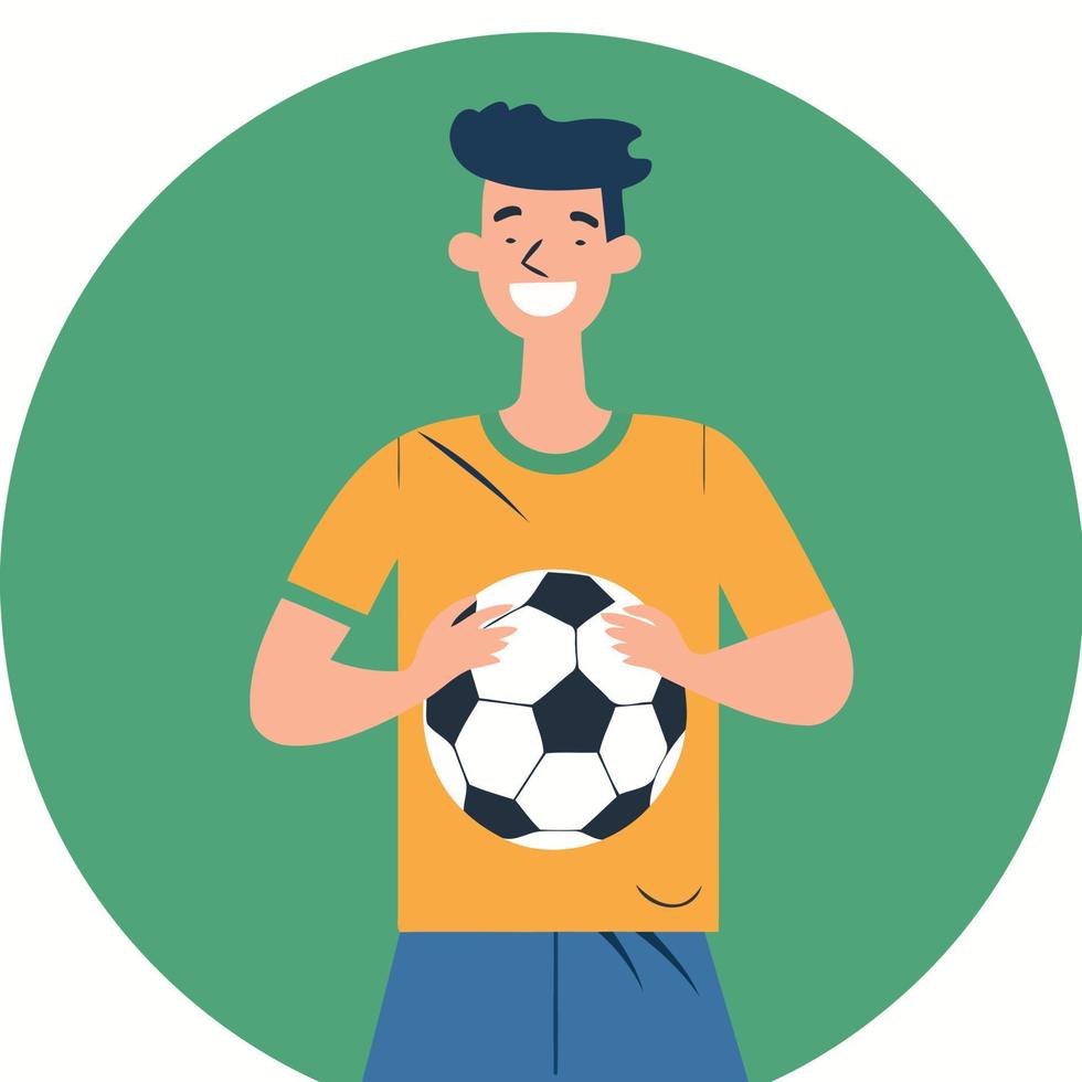 brazilian young man holding a soccer ball vector