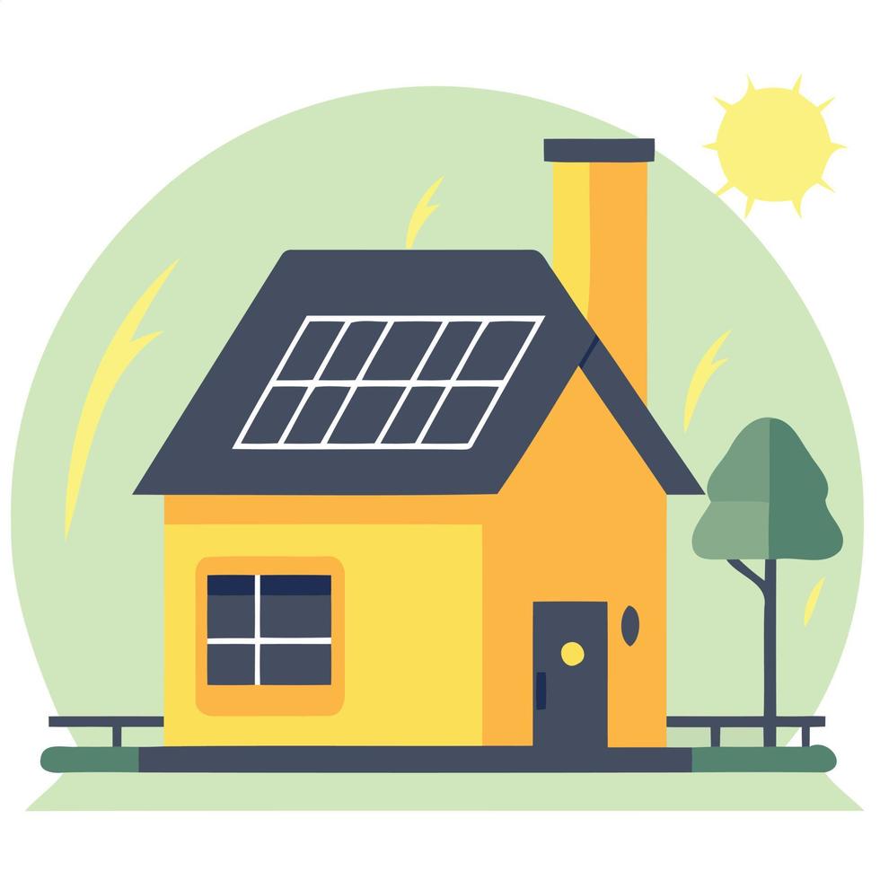 simple house with solar energy vector