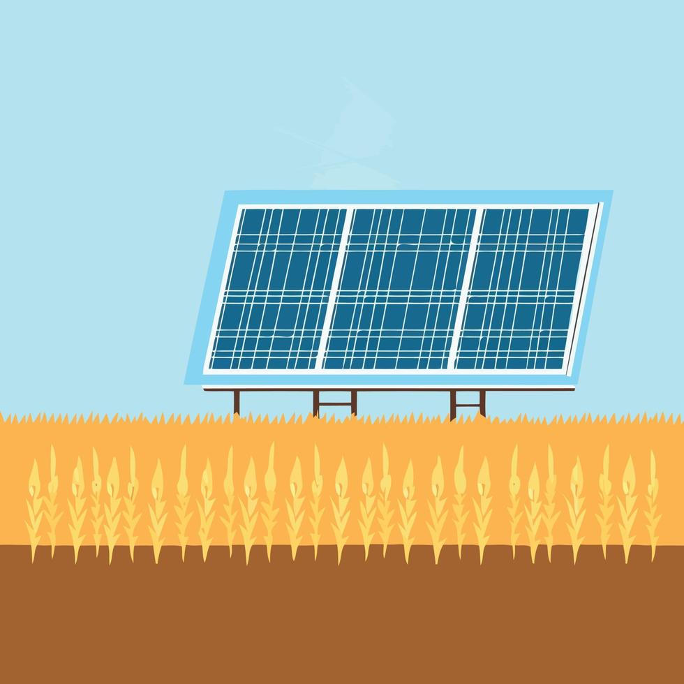 solar energy panels on a field vector