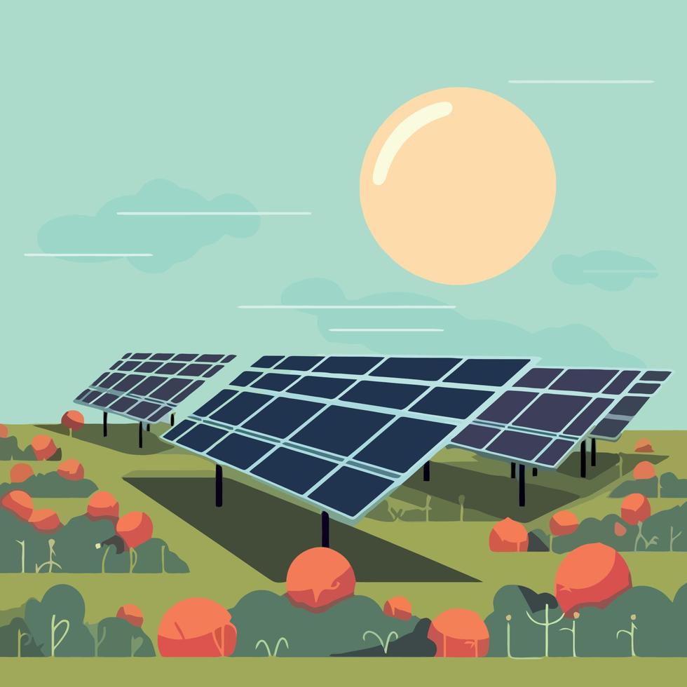 solar energy panels in a field vector