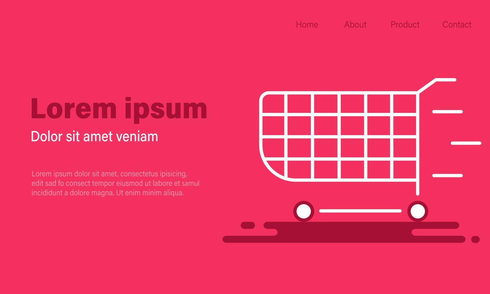 Layout banner with shop cart. E-commerce, business and shopping concept vector