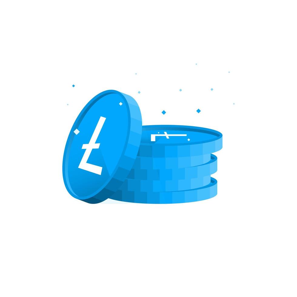Litecoin. Pile of coins. Online shop, finance, banks, money-saving, cashless society concept vector