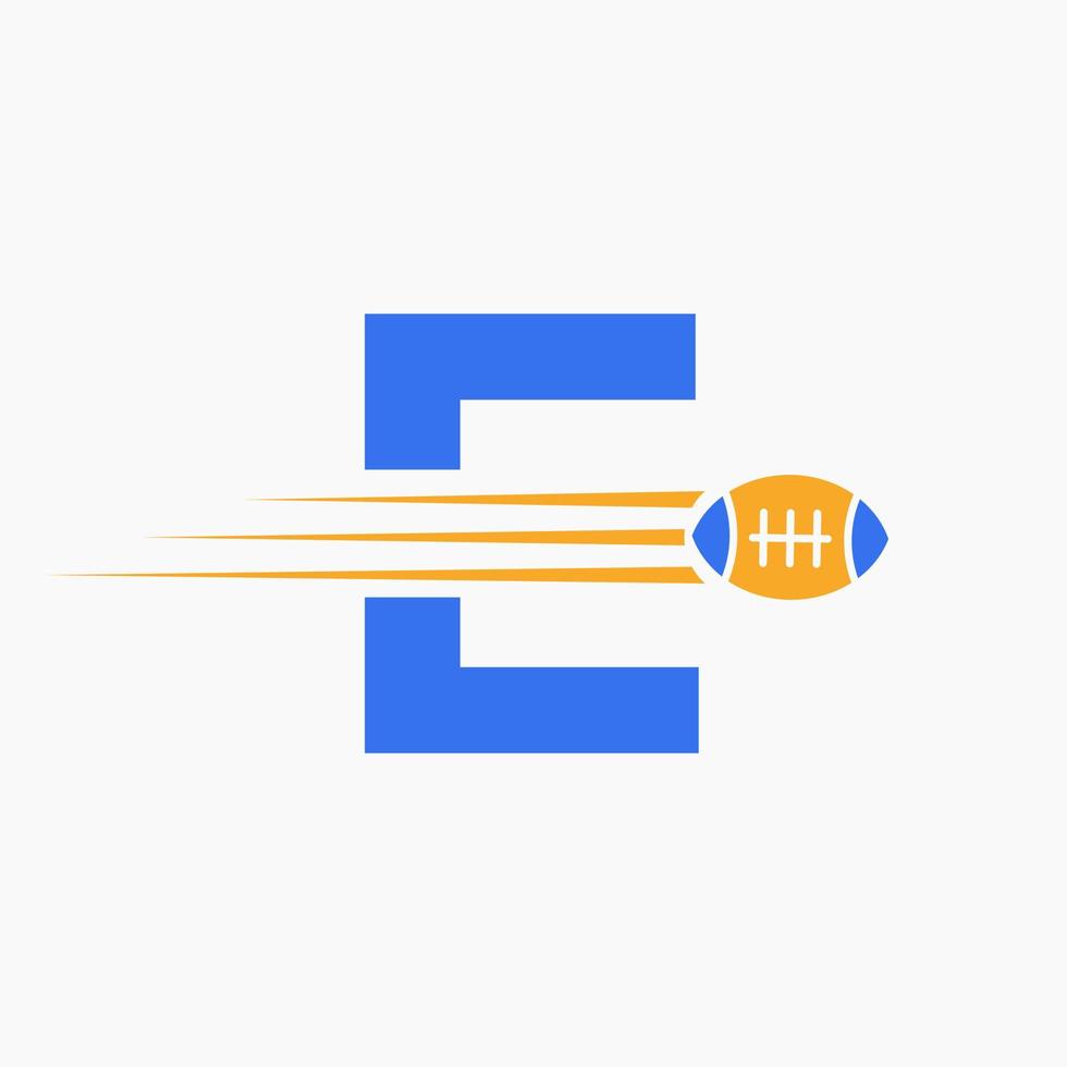 Letter E Rugby, Football Logo Combine With Rugby Ball Icon For American Soccer Club Symbol vector