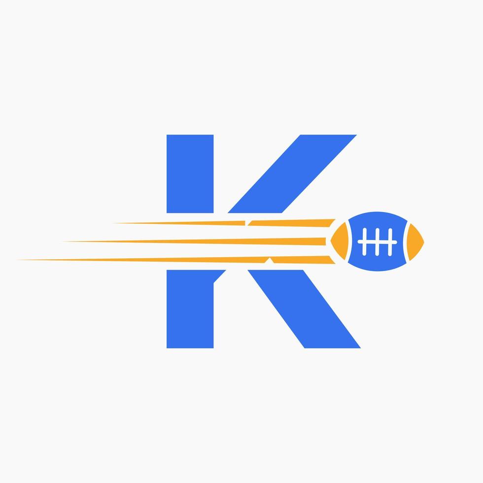 Letter K Rugby, Football Logo Combine With Rugby Ball Icon For American Soccer Club Symbol vector