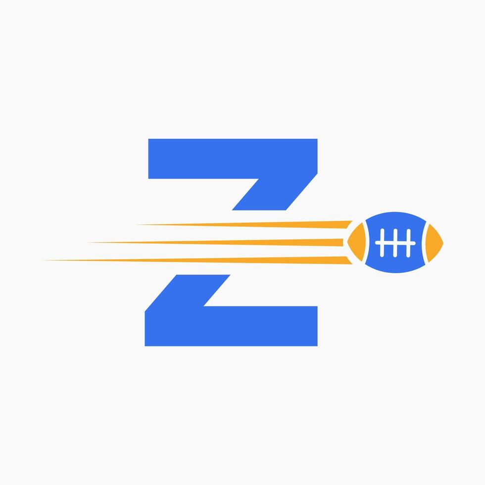 Letter Z Rugby, Football Logo Combine With Rugby Ball Icon For American Soccer Club Symbol vector