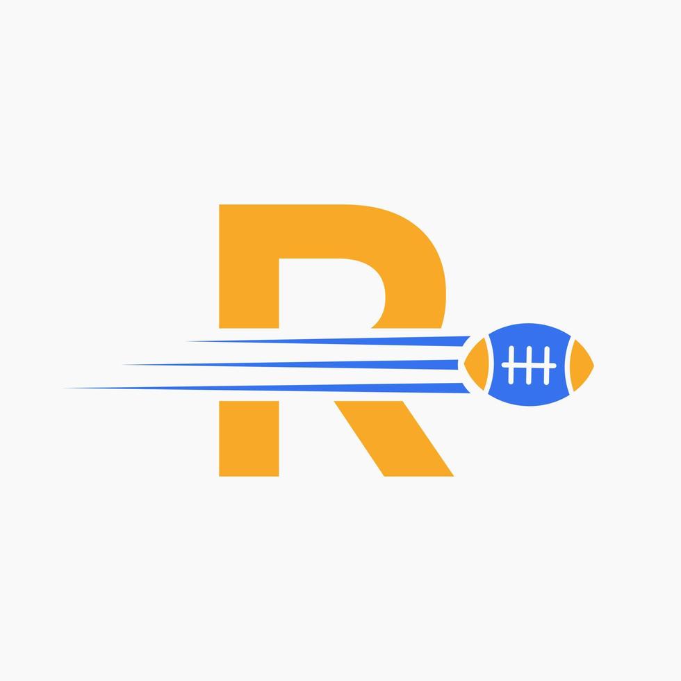 Letter R Rugby, Football Logo Combine With Rugby Ball Icon For American Soccer Club Symbol vector