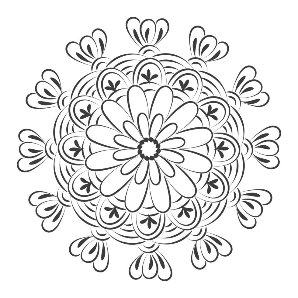 diseño de arte mandala en círculo. diseño de mandala simple arte de mandala floral hermosa obra de arte de mandala vector