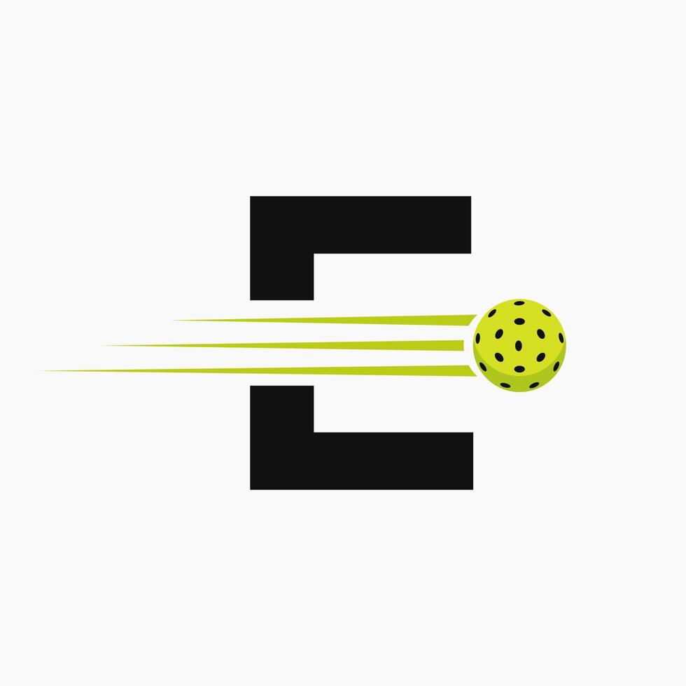 Letter E Pickleball Logo Symbol. Pickle Ball Logotype Vector Template