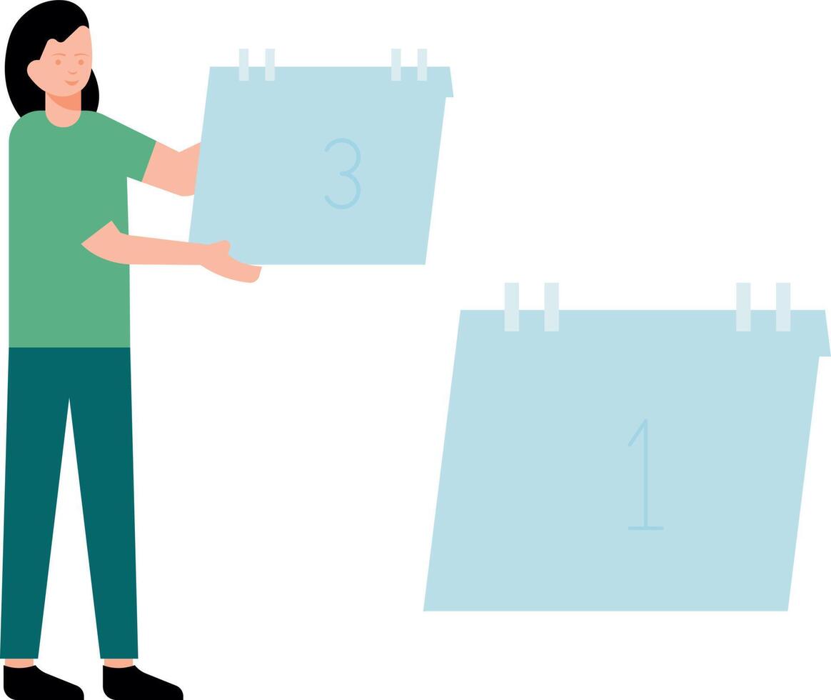 The girl is looking at the calendar. 22943633 Vector Art at Vecteezy