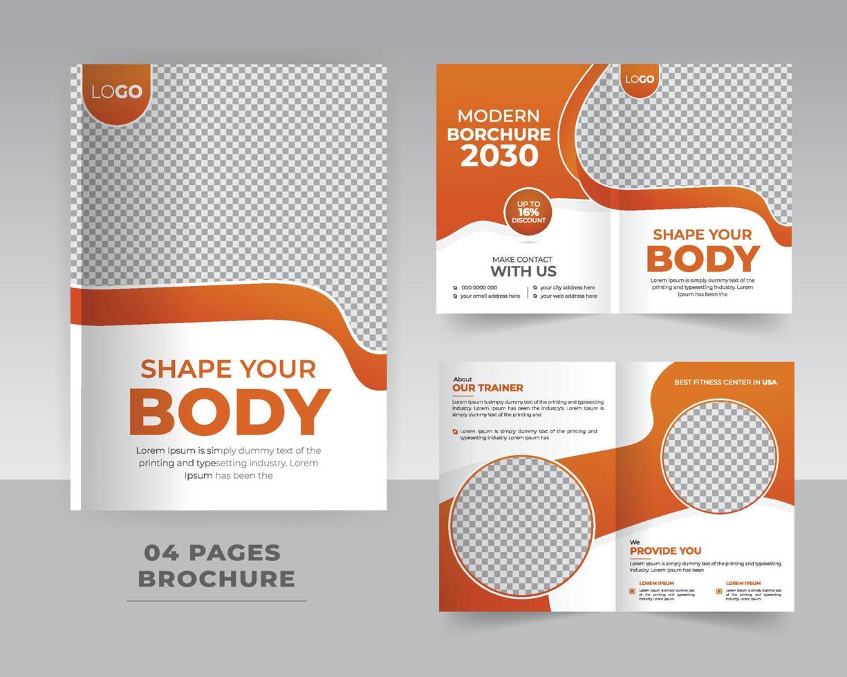 4 Page Gym or Fitenss Brochure Template Design vector