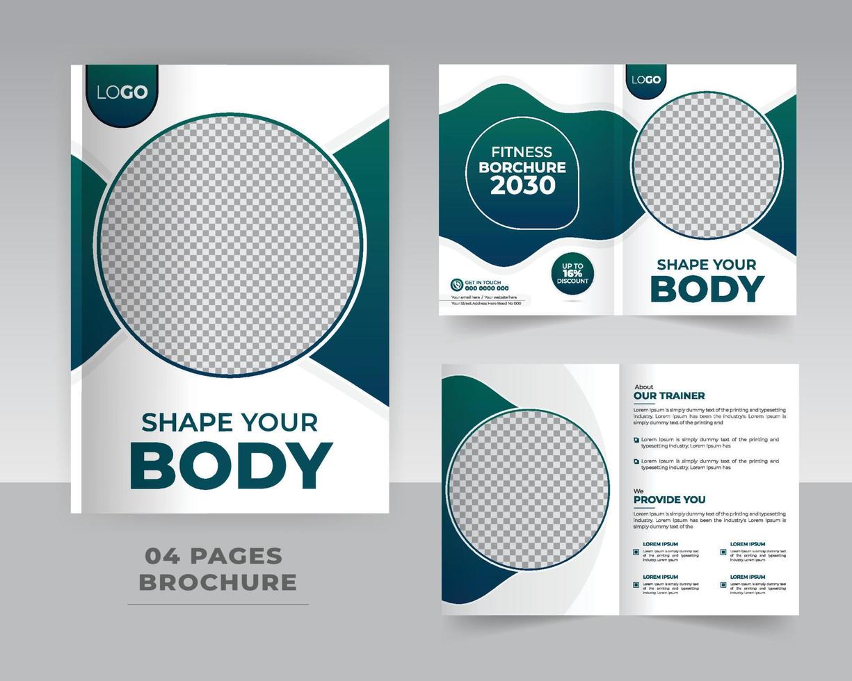 4 Page Gym or Fitenss Brochure Template Design vector