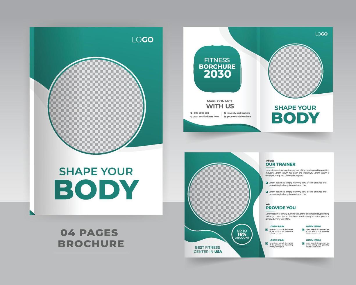 4 Page Gym or Fitenss Brochure Template Design vector