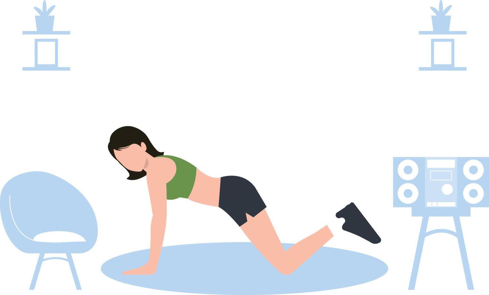 Girl doing spine exercise. vector