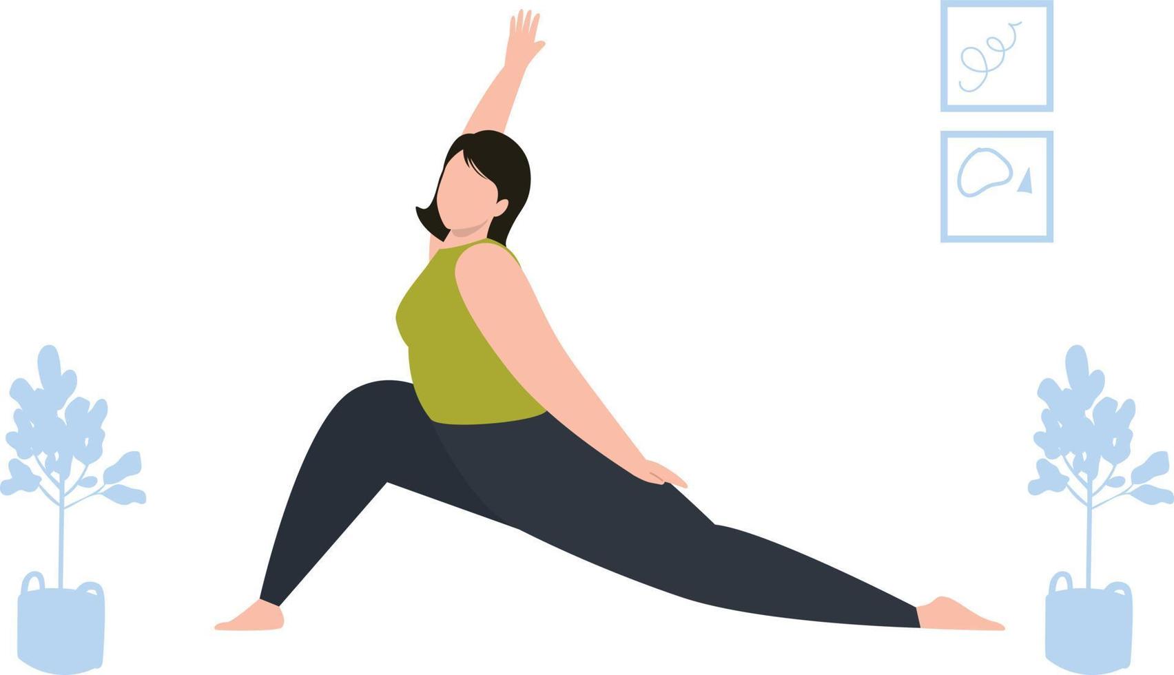 Girl doing exercise positions. vector