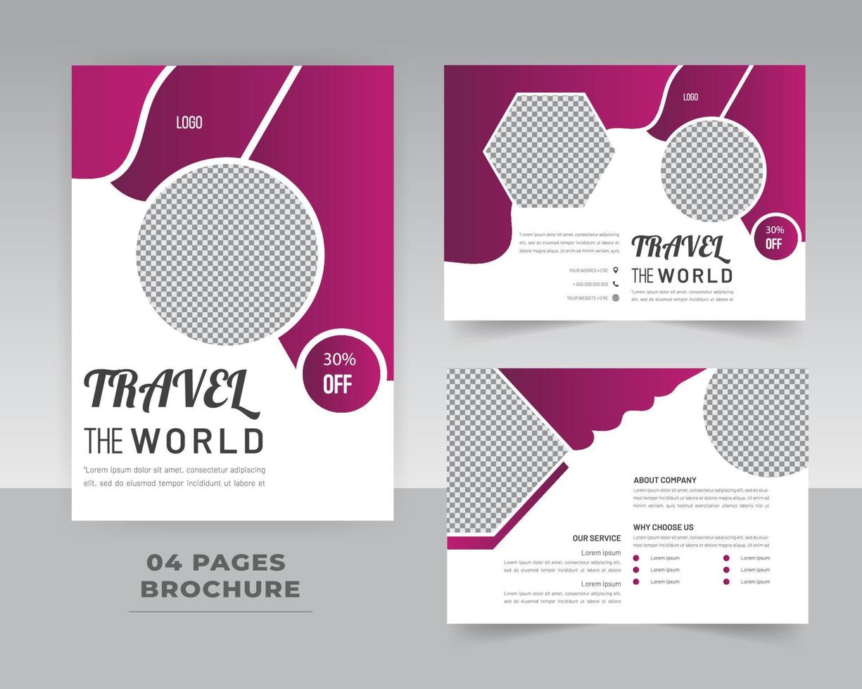 4 Page Travel Brochure Template Design vector