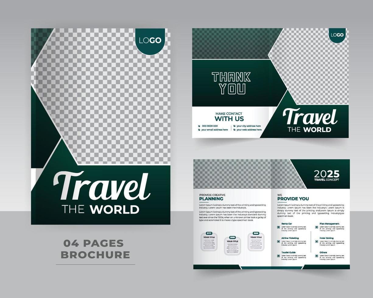 4 Page Travel Brochure Template Design vector