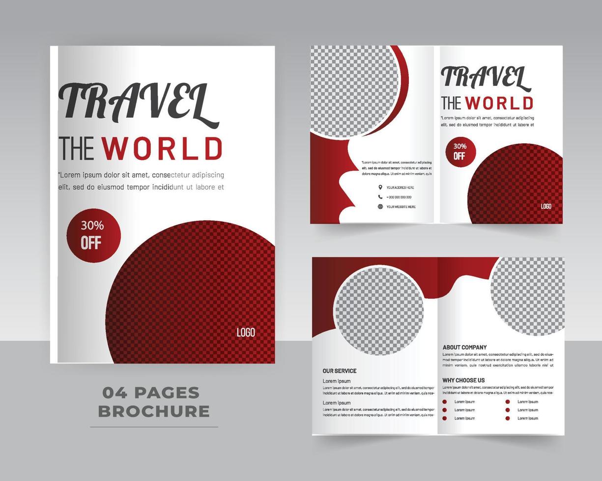 4 Page Travel Brochure Template Design vector