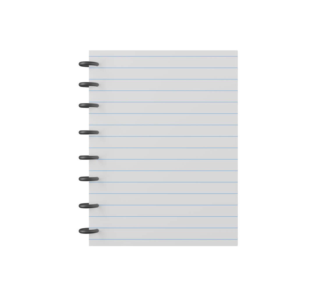 Paper sheet note book line 3d element png