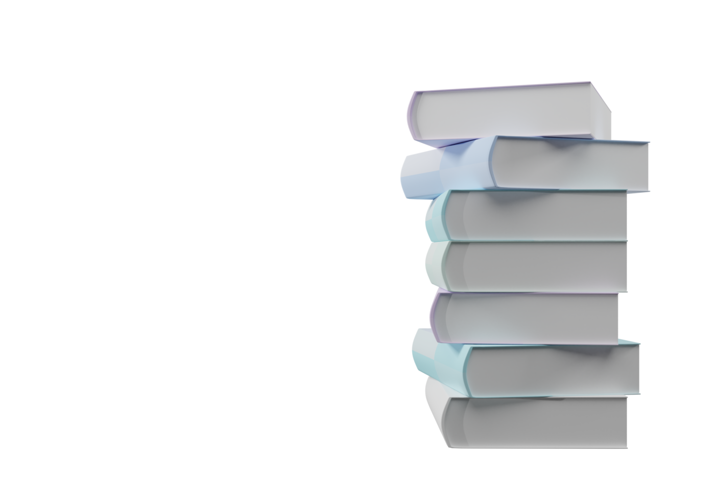 Library books multi pastel color 3d element png