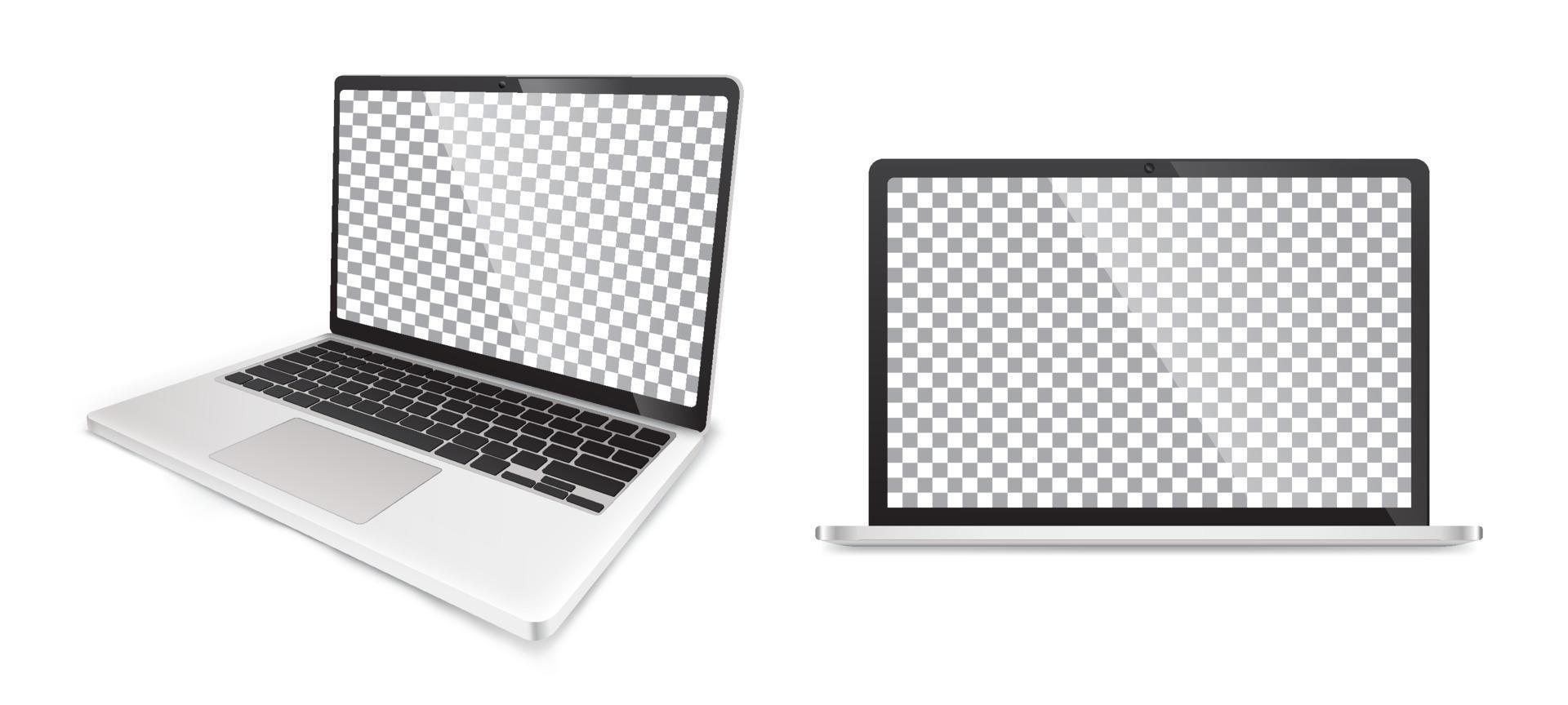 Realistic Laptop Mockup in Silver Color vector