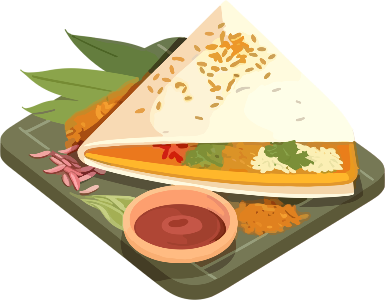 condimento dosa único servido ilustración, India tradicional comida con sambhar png