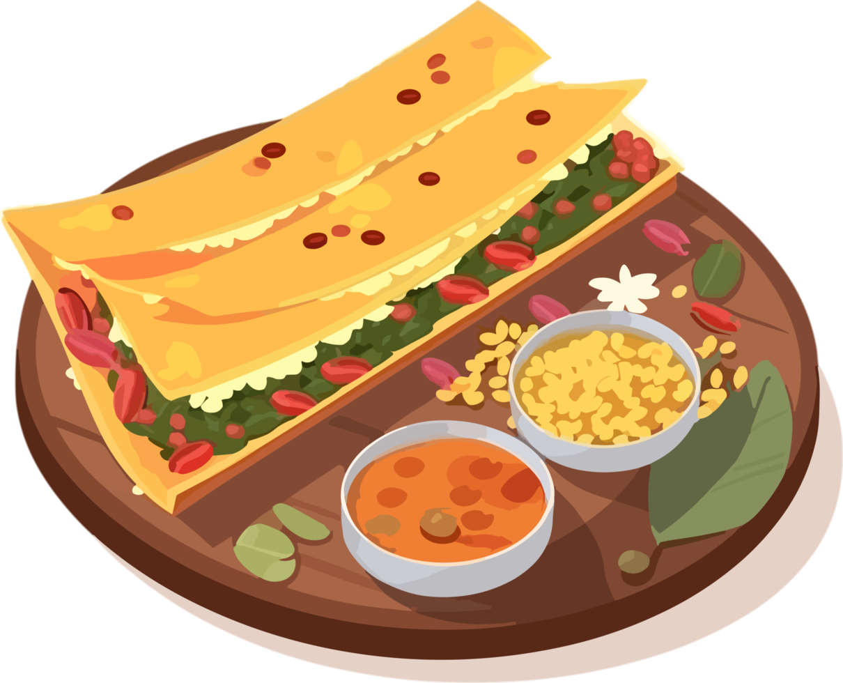 condimento dosa con sambhar ilustración, indio comida png