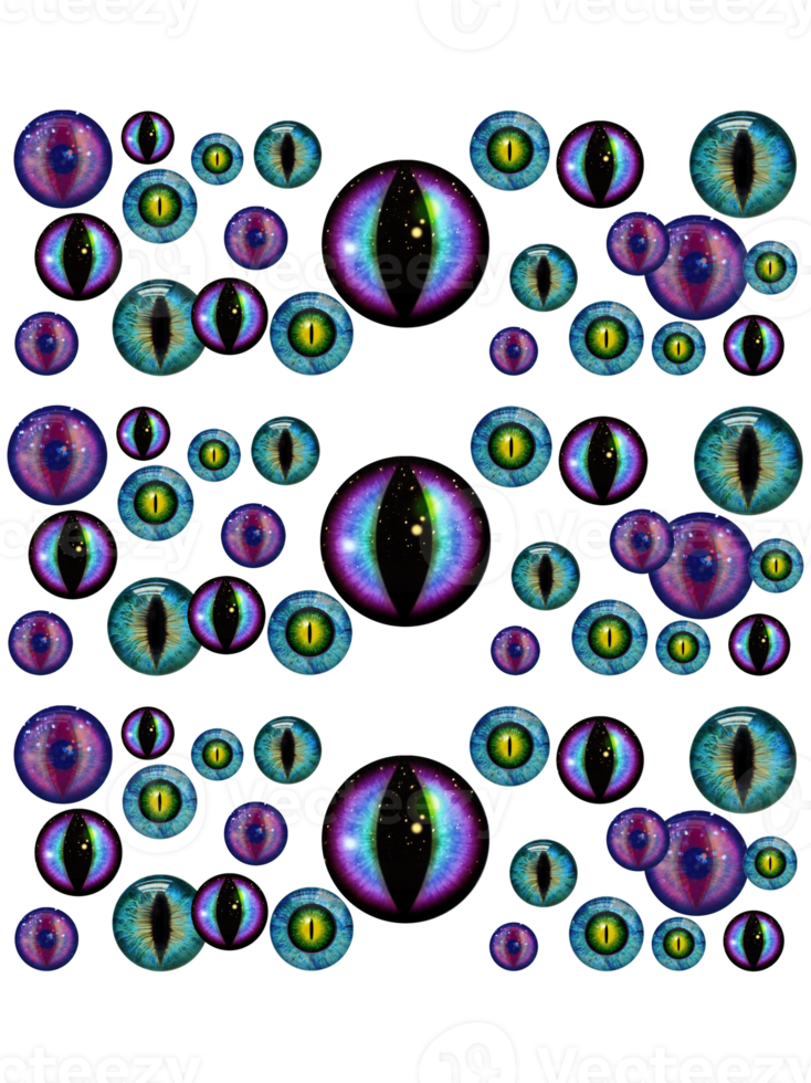 Eyes pattern. Dragon, cat, animal, fantasy pupil, iris. Seamless pattern. png