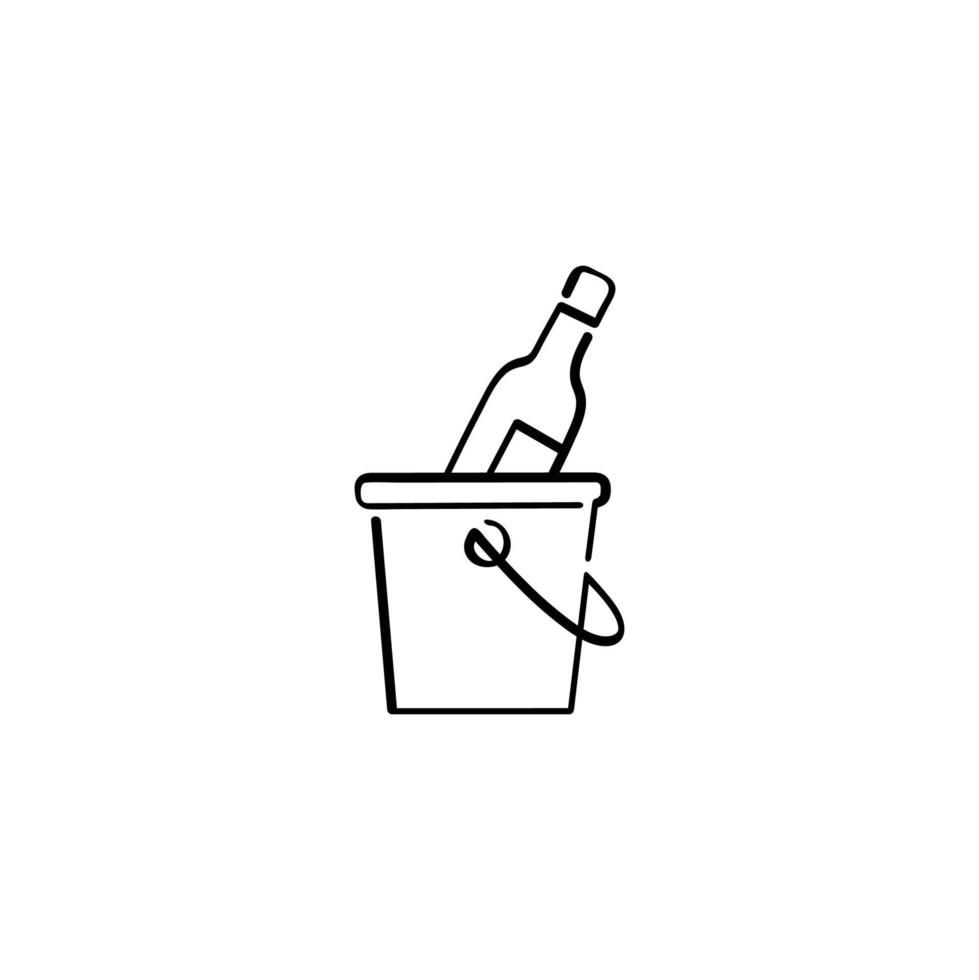 vino Cubeta línea estilo icono diseño vector