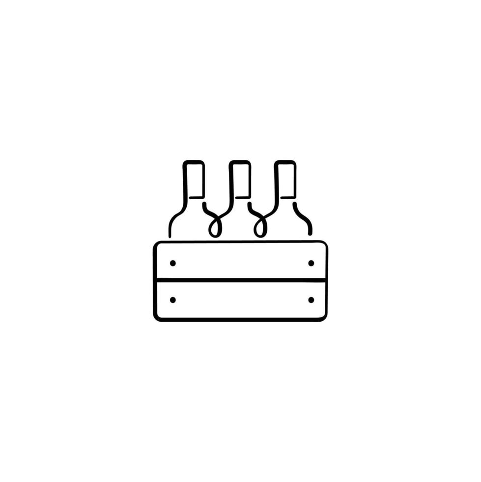 Wine in Wooden Box Line Style Icon Design vector