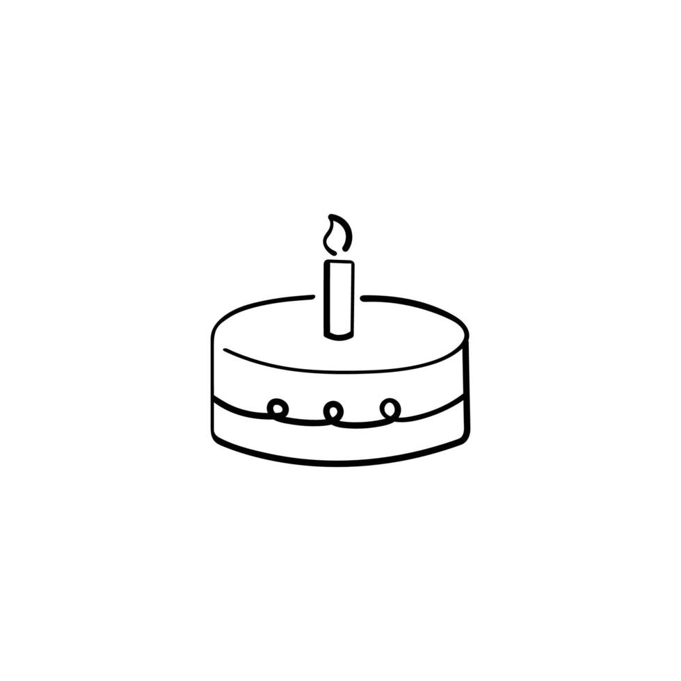 cumpleaños pastel línea estilo icono diseño vector