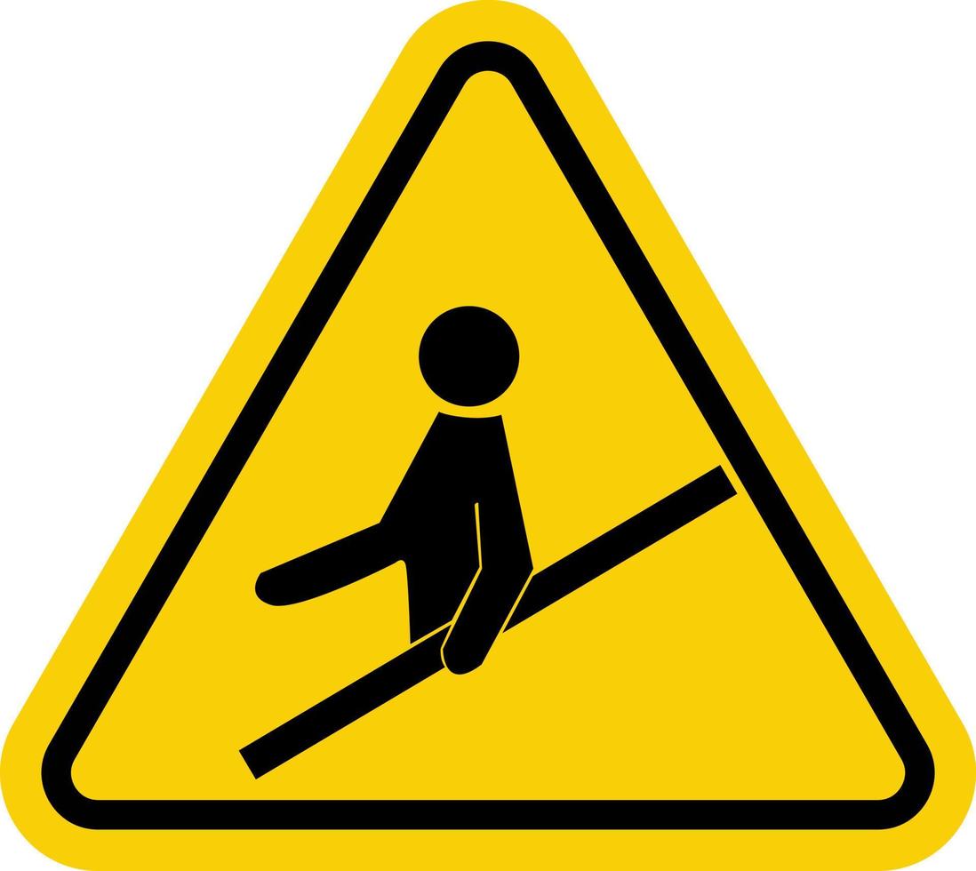 Railing sign. Warning sign use railing. Yellow triangle sign with icon human holding for railing. Caution, stairs, escalators and moving walkways. Handrail sign. vector