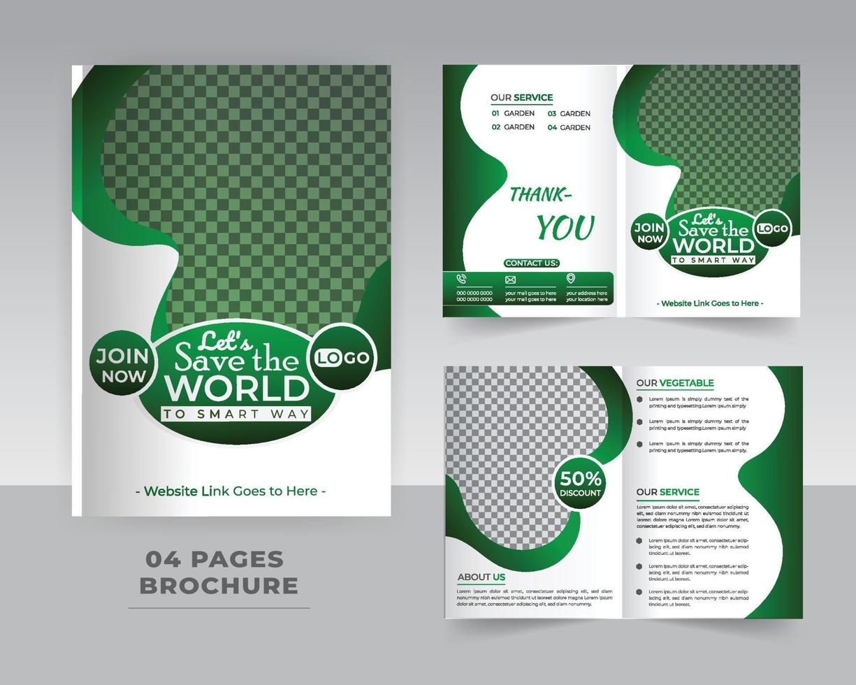 4 Page Nature Brochure Template Design vector